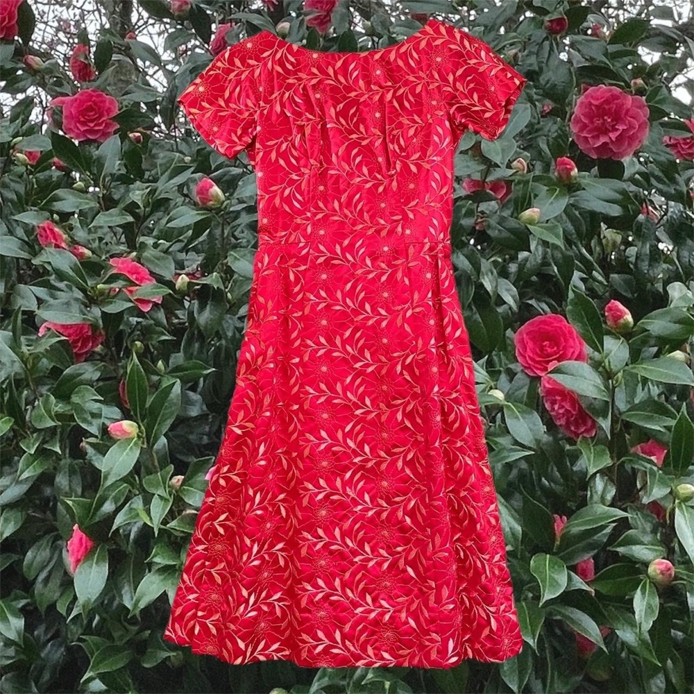🕸️ Vintage 1950s Embroidered Silk Couture Party Dress 🕸️🌹
